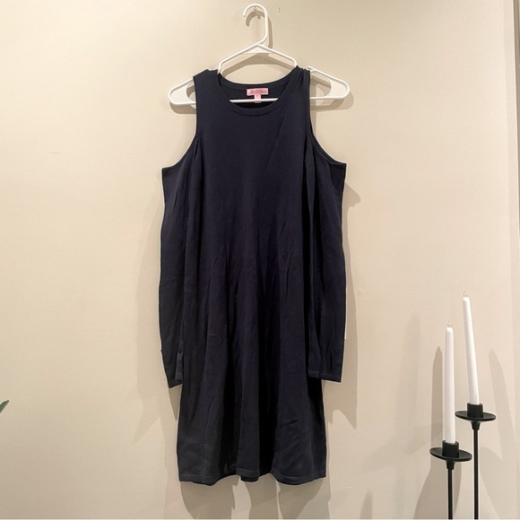 $228 Lilly Pulitzer Faire Off The Shoulder Long Sleeve Knit Dress Navy - Picture 3 of 8